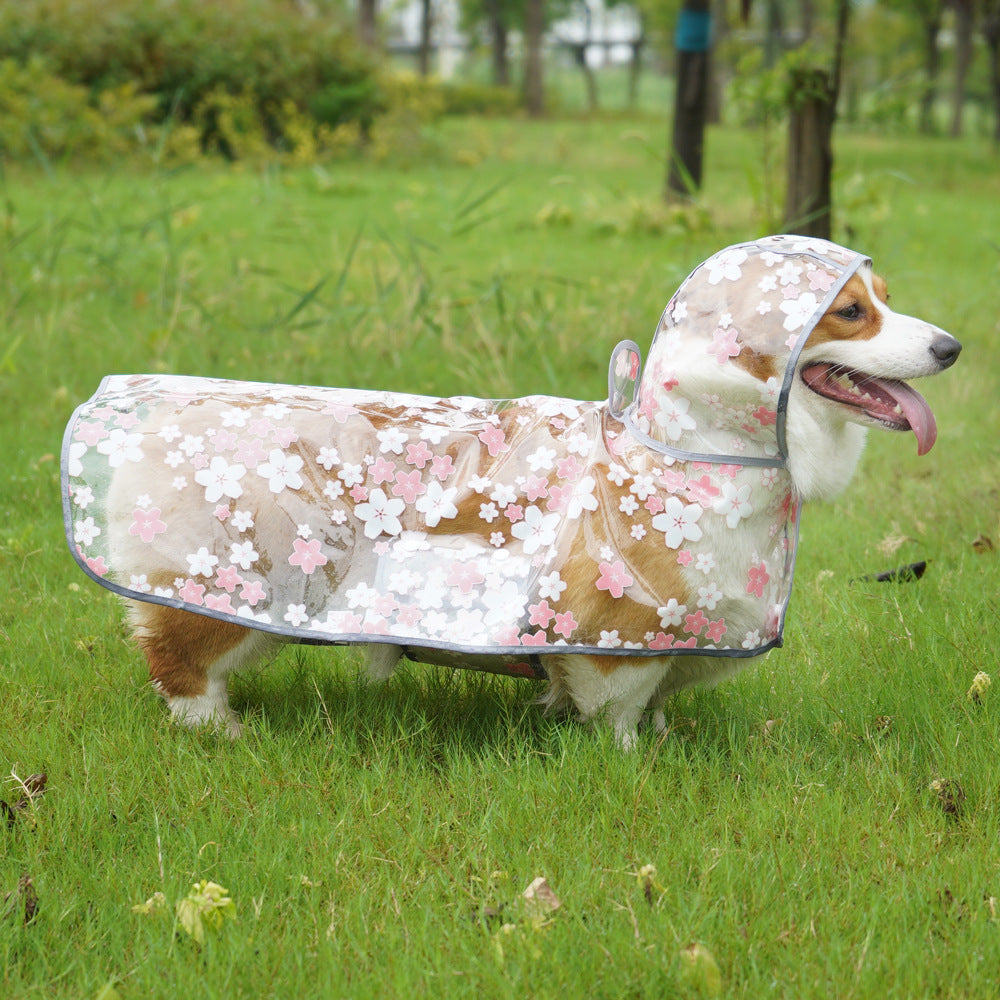 Keep Your Pup Stylish and Dry with the Pet Floral Dog Cloak Raincoat!
