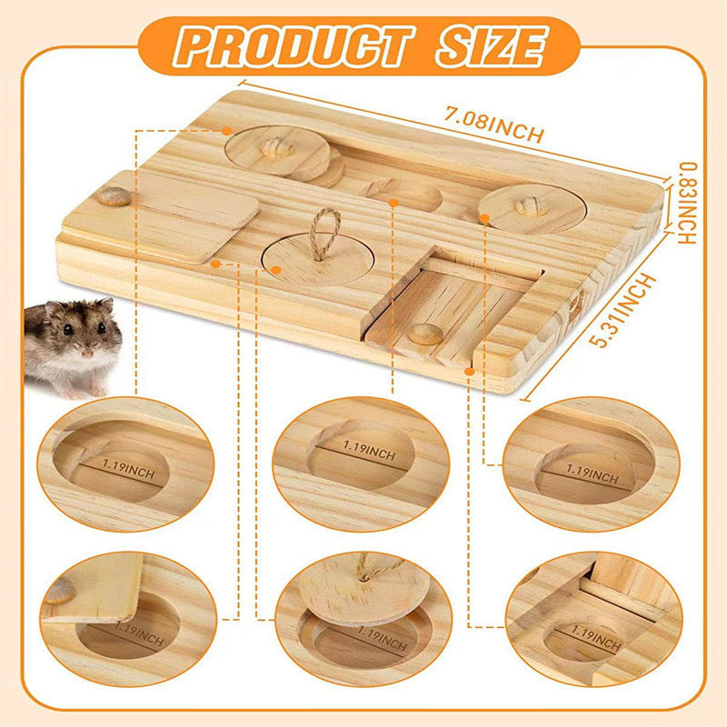Wooden Hamster Feeder Dispenser