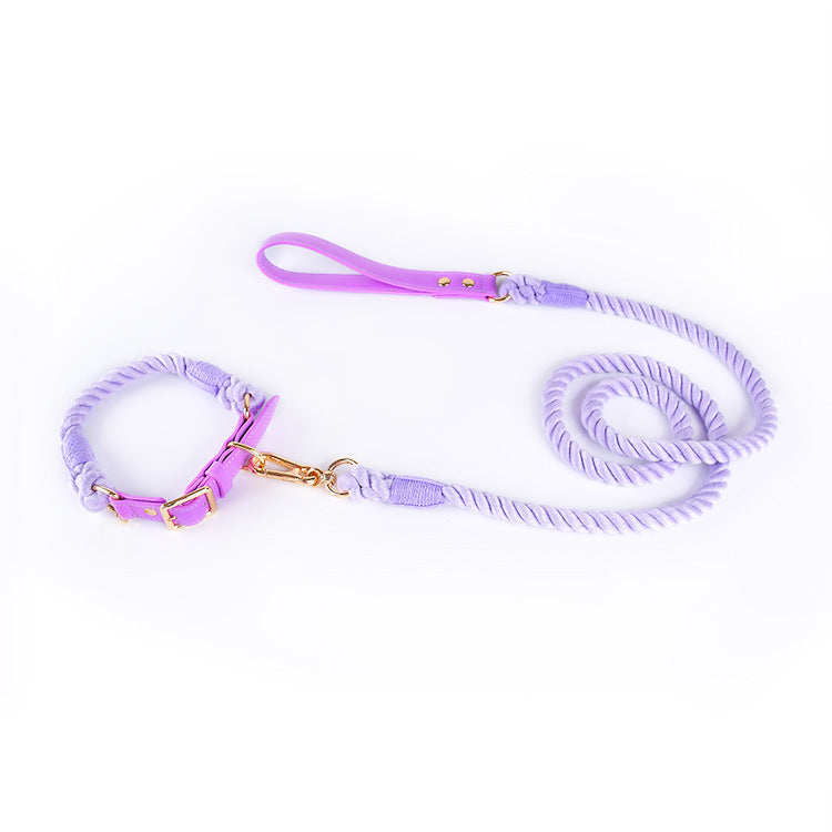 Cotton Rope Woven Leather Pet Leash
