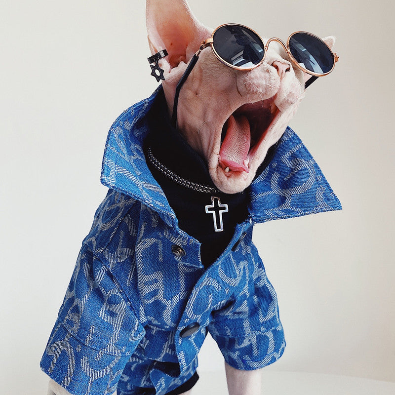 Hairless Cat Clothes Denim Jacket