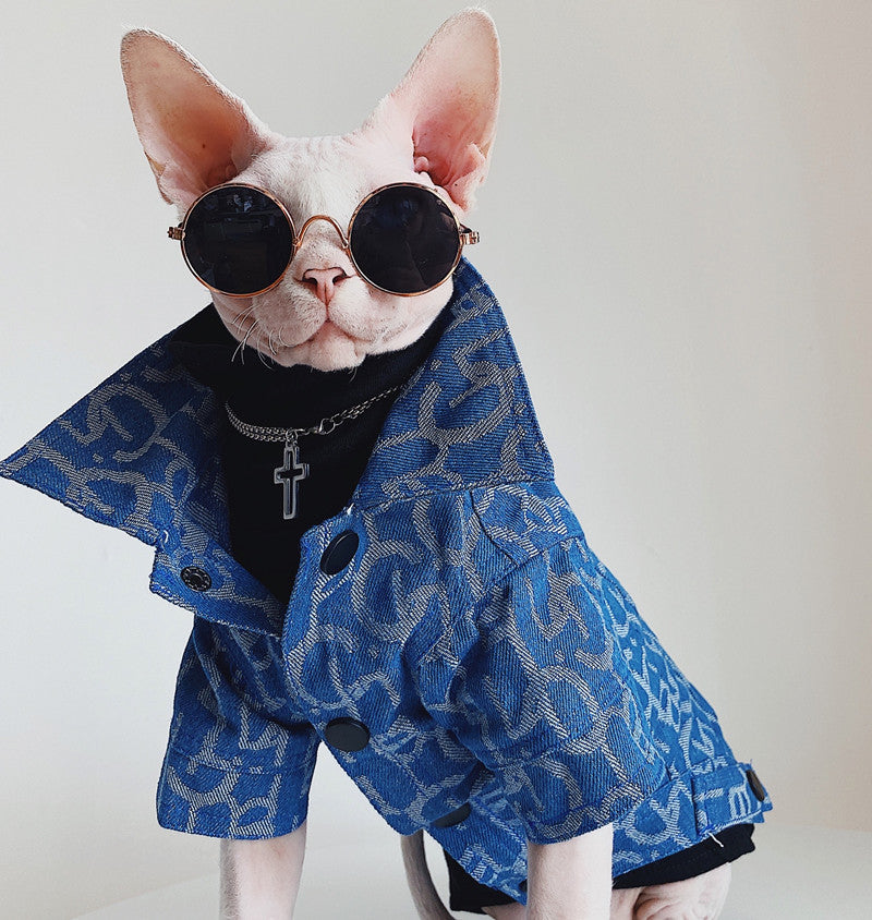 Hairless Cat Clothes Denim Jacket