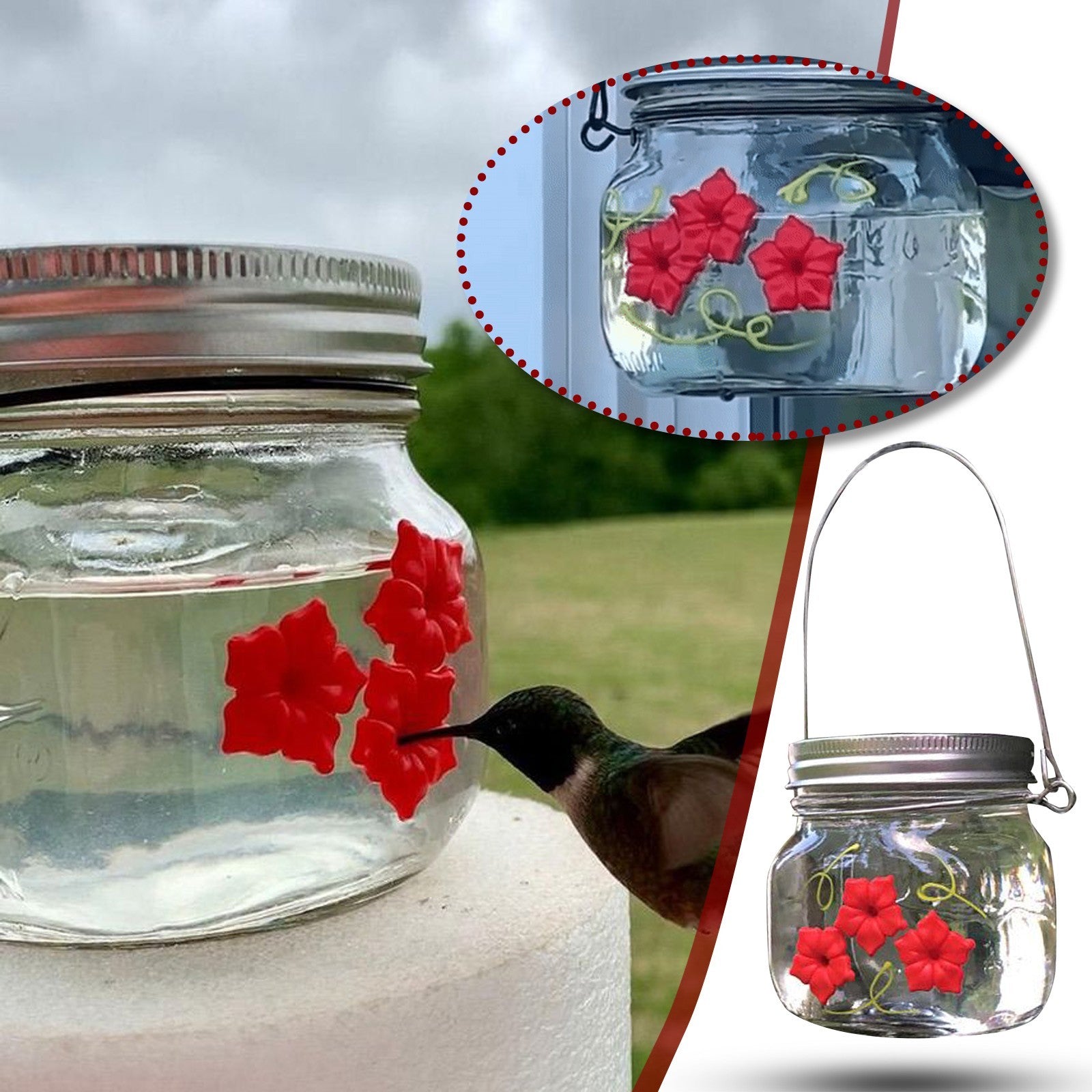 Hummingbird Plastic Flower Bird Feeder