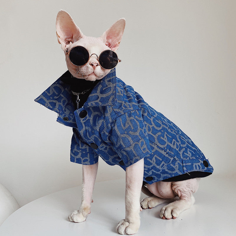 Hairless Cat Clothes Denim Jacket
