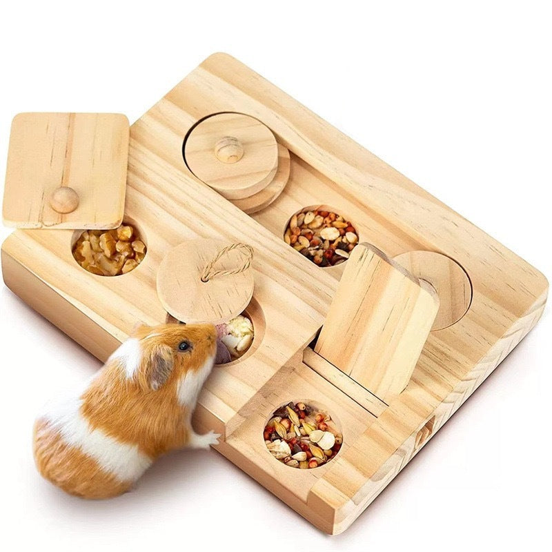 Wooden Hamster Feeder Dispenser