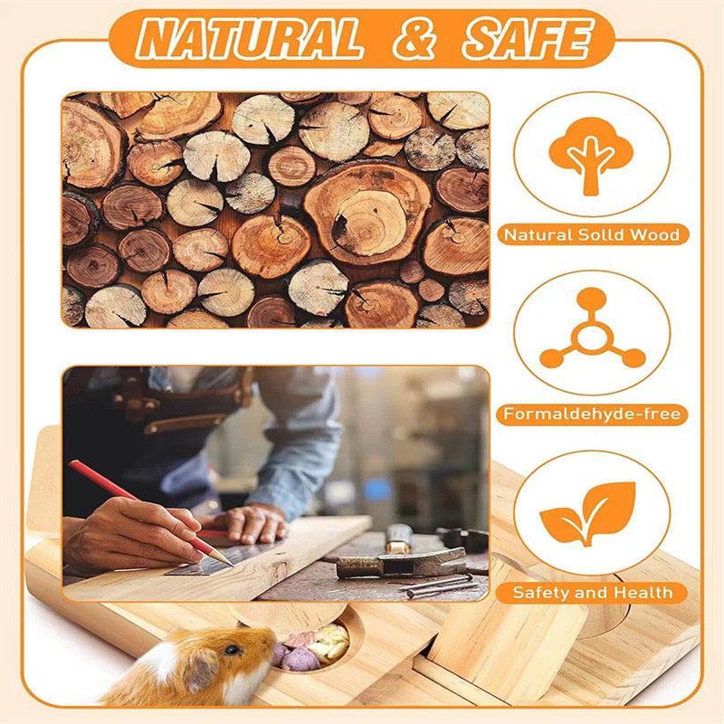 Wooden Hamster Feeder Dispenser