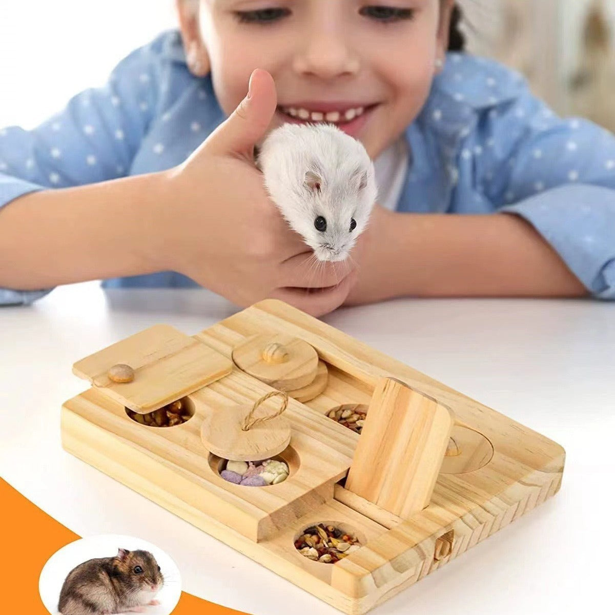 Wooden Hamster Feeder Dispenser