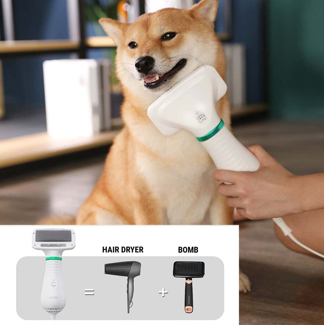 2 in 1 Pet Drying Brush Hair Dryer Comb