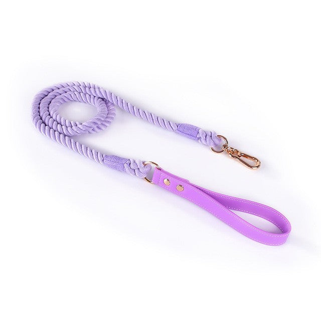 Cotton Rope Woven Leather Pet Leash