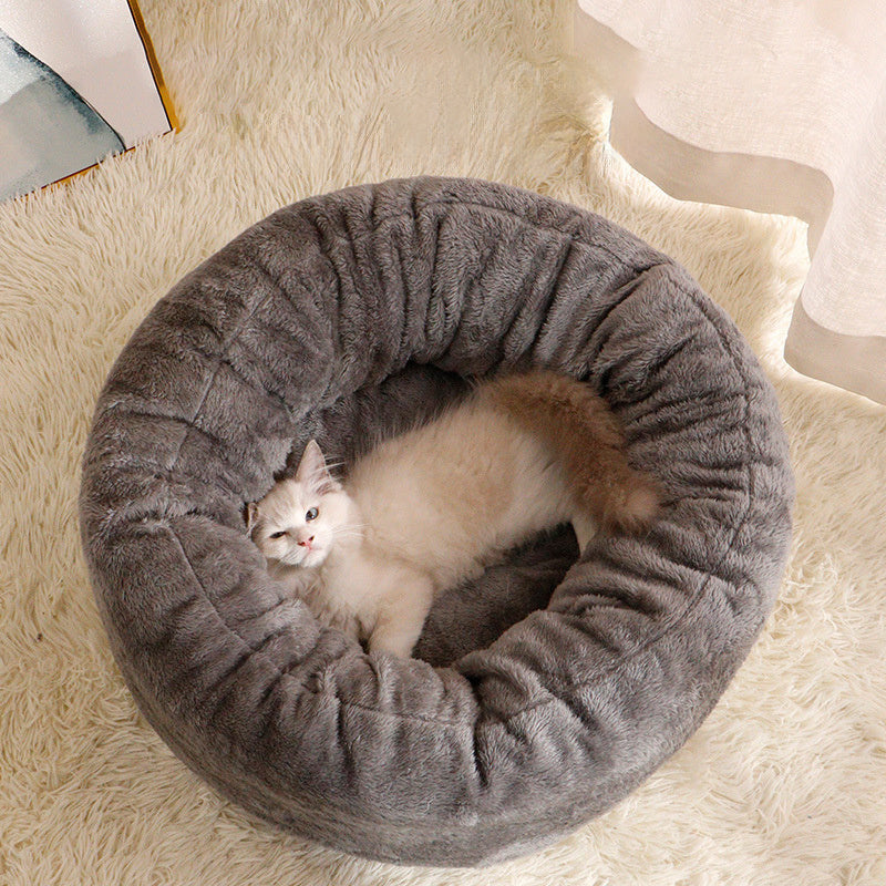 Pet Long Plush Donut Bed