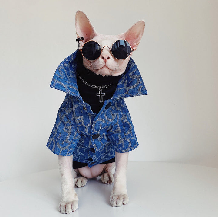 Hairless Cat Clothes Denim Jacket