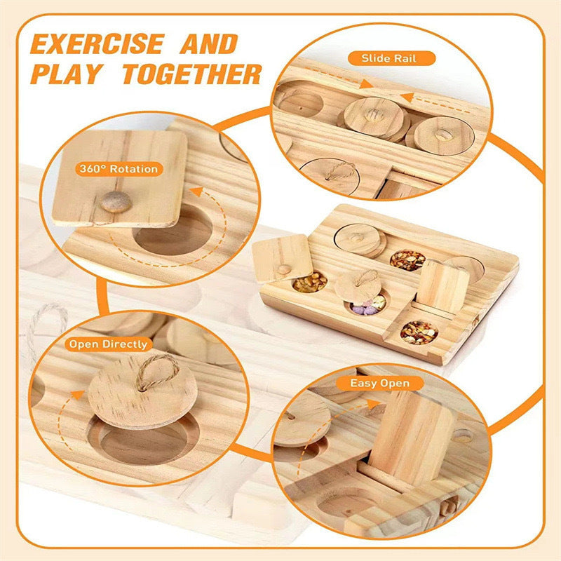 Wooden Hamster Feeder Dispenser