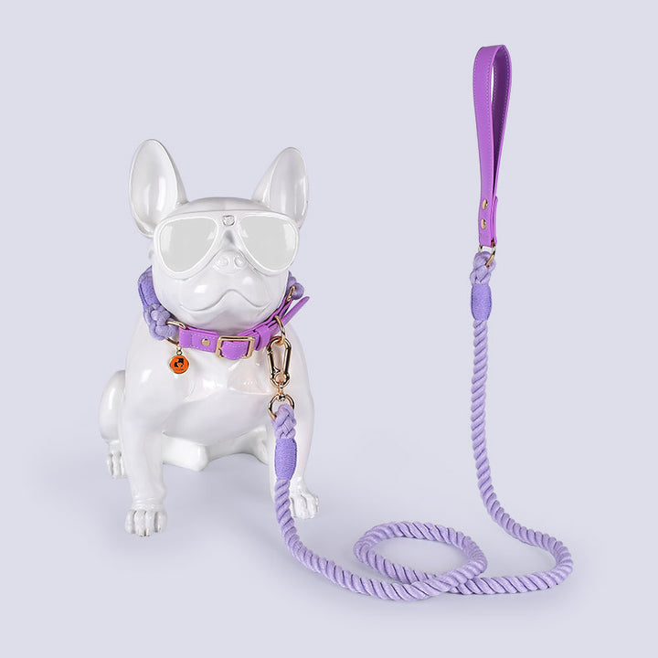 Cotton Rope Woven Leather Pet Leash