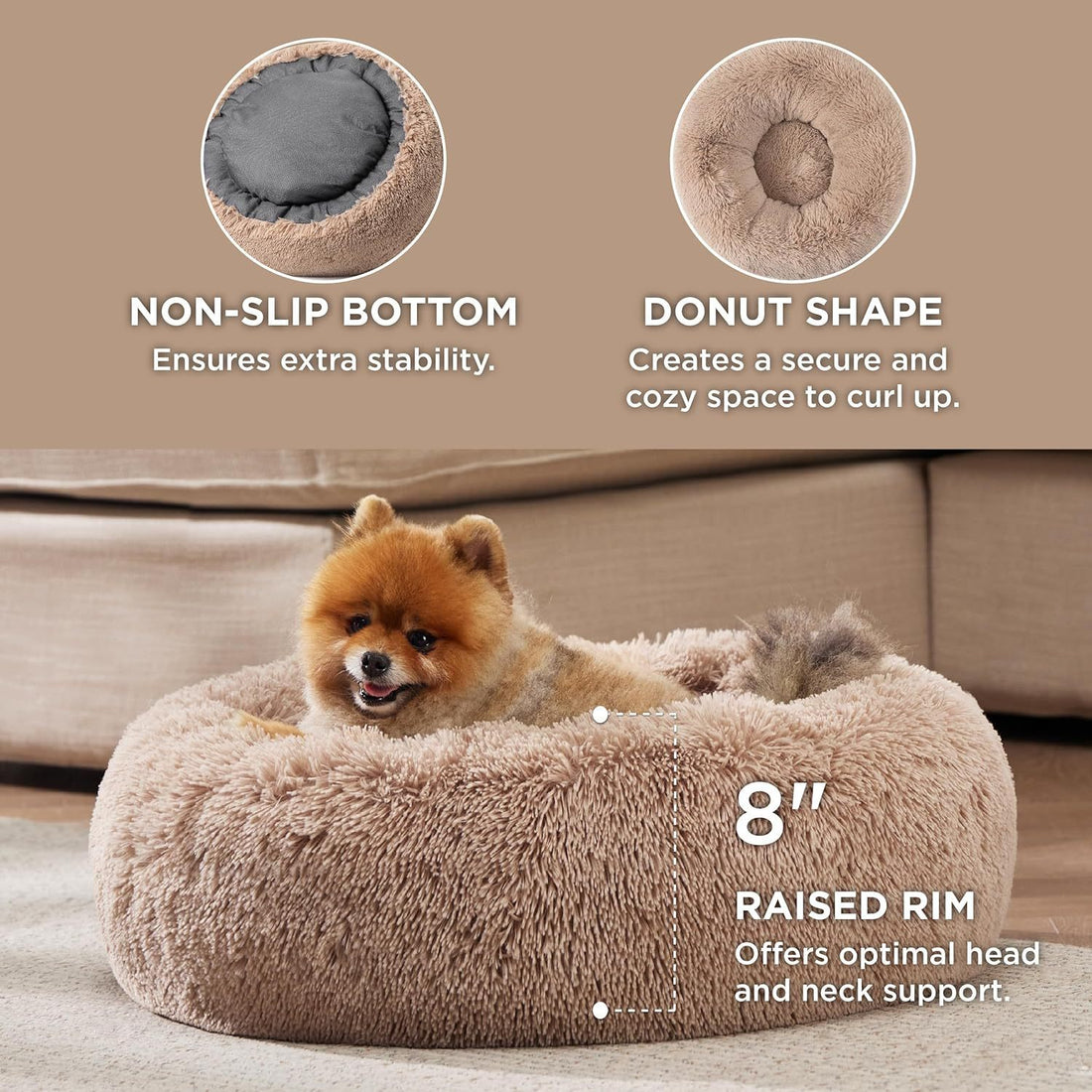 Round Fluffy Plush Pet Bed