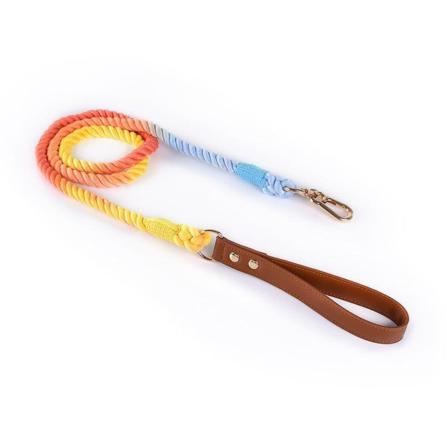 Cotton Rope Woven Leather Pet Leash