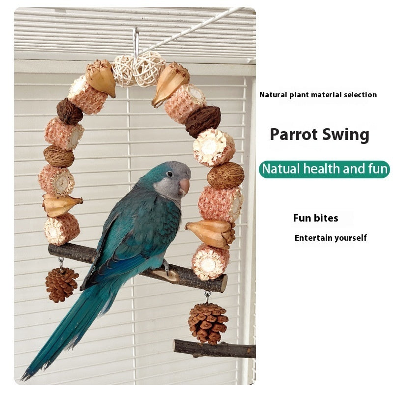 Wooden Parrot Swing Mountain Parrot Toys