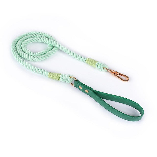 Cotton Rope Woven Leather Pet Leash